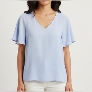 Nine West Sky Blue V-Neck Blouse NWT